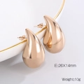 Golden teardrop earrings with mirror finish, size 26x14mm, stainless steel hollow design - 26x14mm(KE110326-KFC) / Rose Gold Small