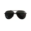 Lunettes aviateur classiques en métal noir avec double pont et verres polarisés - Gris Anthracite