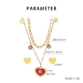 Detailed size parameter guide for gold double-layer necklace with devil eye resin heart - Red