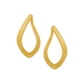 Golden twisted teardrop earrings with linear texture on a clean white background - 925 Silver / 18K Gold Plated