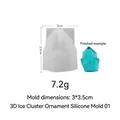 Moule en silicone cristal de 3x3,5 cm pour résine et bougie avec exemple bleu - Style 1 Grappe de Cristal