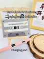 Retro grey cassette-style recordable gift card with 5-minute audio and Type-C charging port - 5min Rechargeable - Grey