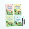 Set di 4 quaderni magici con scanalature per imparare a scrivere lettere e numeri - Nuova Copertina 4 Libri + 1 Penna + 5 Ricariche + 1 Impugnatura