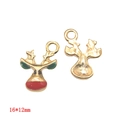 Christmas reindeer enamel alloy pendant in gold finish with red and green details - Reindeer Head (A3-104)