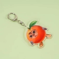 Cartoon orange cat acrylic keychain with durable silver metal D-ring clasp for backpacks - Orange Style