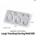 Translucent silicone teardrop earring mold for DIY resin jewelry making with 6 cavities - Large Water Drop Earring Mold 008