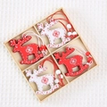Set of 4 festive wooden reindeer ornaments in red and white colors for Christmas decor - Reindeer Style (Set of 12) / Red and White