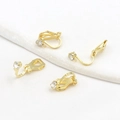 18K gold-plated screw ear clip converter with a sparkling clear round rhinestone charm - Style 10 Triangle White Zirconia Clip with Loop 14K Gold