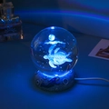 Crystal ball night light with 3D sea turtle and astronaut moon base in blue glow - Sea Turtle-6cm Ball