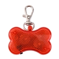 Luminous bone-shaped LED dog collar pendant in translucent red plastic finish - OPP Bag / Red