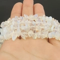 Macro detail of natural translucent white agate stone beads for DIY jewelry making - White Quartz Chips