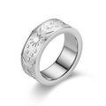 Fashionable titanium steel ring for men featuring embossed sun, moon and star patterns - US 6 / 8mm Sun Moon Star Silver Relief (4858338541824)