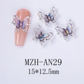 Laser butterfly nail charm 15x12.5mm in purple-blue hue with silver metal frame - Deep Purple Iridescent Style (AN29)