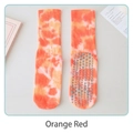 Orange red tie-dye mid-tube yoga socks with functional grey non-slip silicone dots - Size 36-42 / Orange Red