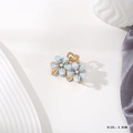 Mini alloy hair claw with light blue petals and golden base featuring center crystal - 23# Blue Double Plum Blossom Claw