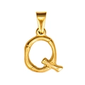 Golden letter Q pendant with bamboo texture finish in 18K gold plated stainless steel - Letter Q