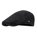 Retro grey tie-dye linen flat cap with adjustable metal buckle for outdoor fashion - Black