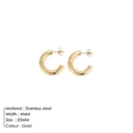 Minimalistische gouden C-vormige roestvrijstalen oorbellen van 20mm met gepolijste finish - Glad Goud (20mm) / 4mm Breedte
