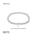 Detailed view of 5mm silver stainless steel bead bracelet with size specifications - 5mm / Steel