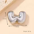 Polished silver bubble letter W pendant, stainless steel material, 2.2x3.1cm size - Silver/Steel (W) (Large)