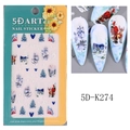Autocollants nail art 5D de Noël avec Père Noël, flocons et motifs hivernaux 5D-K274 - 5D-K274