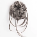 Messy bun hair extension piece in grey synthetic fiber for a voluminous updo look - Smoke