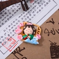 Q-version ancient style Tang dynasty lady resin figurine with pink flowers and waves - Green Mountain Cloud
