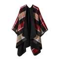 Plaid double-sided cashmere-like shawl with red and black tartan check and black lining - Colorful Checkered Red