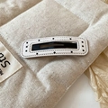 Detail of cream rectangle hair clip with black polka dots and fine stitching on fabric - 6# White Rectangle Style (HH6742)