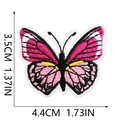 Detailed macro view of pink and black butterfly embroidered patch with dimensions 3.5x4.4cm - Pink Black Yellow Butterfly (C19HD-075-44)