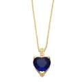Détail du pendentif en zircon bleu en forme de cœur sur une fine chaîne dorée - Bleu clair