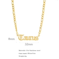 18K gold plated stainless steel Taurus zodiac necklace with old English letter pendant - Taurus / Gold