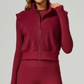 Gilet in pile bordeaux da donna con collo alto per corsa all'aperto e fitness - L / Borgogna
