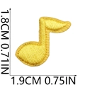 Detailed size view of a yellow musical note embroidered patch with measurement markings - Bright Yellow Musical Note Shape (34号)