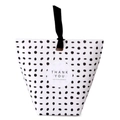Bolsa de regalo blanca con lunares negros y pegatina decorativa de 'Thank You' - Blanco con puntos negros / 6x6x10cm