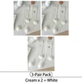 Lot de trois paires de chaussettes en maille style ballerine crème et blanc à nœuds noirs - Taille unique / 3 Paires-2 Blanc Cassé+1 Blanc