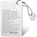 Stainless steel personalized puzzle piece tag with engraved sentimental prose and ball chain - You Are Style