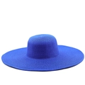 Detail of royal blue straw hat featuring intricate woven texture and wide sun brim - M (56-58cm) / Sapphire Blue