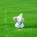 Miniature white French Bulldog resin figurine with blue collar on green grass 3cm - 2# White Dog