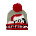 Winter grey knit Christmas hat with red pompom and penguin embroidery for kids - Hat Style 63 (Grey Red Penguin)