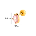 Detailweergave van gouden oorknopje met roze zirkoon en afmetingen 0.61cm bij 0.39cm - Roze Ovale Edelsteen Stijl / Goud