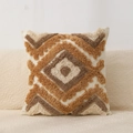 Bohemian tufted pillow cover with geometric diamond pattern in brown and cream colors - Style 4 (Brown Tufted) / 45x45cm(Cover Only)