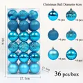 36-piece 6cm blue Christmas ball ornaments with matte, glossy, and glitter textures - Lake Blue (R2-37)