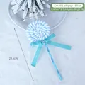 Decorazione natalizia lecca-lecca blu e bianco da 24,5 cm con fiocco di velluto - Lecca-Lecca Piccolo - Blu