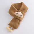 Süßer khakifarbener Strickschal für Babys mit Wolken-Stickerei und gelben Pompons - Khaki