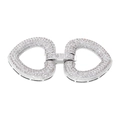 Macro detail of silver interlocking heart connectors with clear zircon pavé for jewelry - Style-37 (Silver Pave Double Heart)