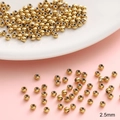 Golden 2.5mm stainless steel round spacer beads for DIY jewelry bracelet making - 2.5mm (Hole approx 1mm) 20pcs/pack / Gold
