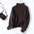 Maglione a dolcevita marrone scuro in maglia spessa con vestibilità morbida e ampia - S / Marrone Scuro