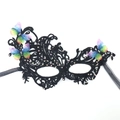 Elegant black lace masquerade mask with colorful rainbow butterfly wings and rhinestones - Rhinestone Butterfly Multicolor Mask (5706668349880)