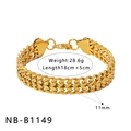 Golden double-row track chain bracelet measuring 11mm wide with 5cm extension - Woven Chain Style (NB-B1149) / Gold